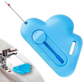 Magnetic Seam Guide for Sewing Machine with Seam Ripper, Upgraded Multifunctional Polygonal Hemmer Guide with Scale, Stitch Remover Tool, Universal Sewing & Quilting Accessories Supplies (Blue)