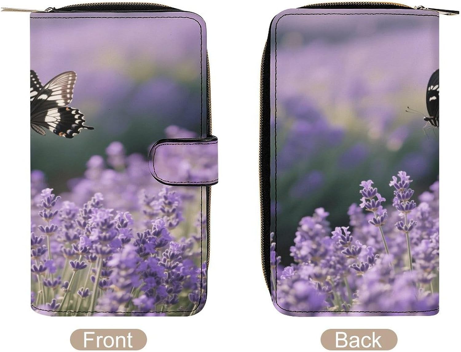 Black Butterfly Wallet,PU Leather Material, Small Wallet,Bifold with Zipper, Travel Wallet,Compact And Portable for Men And Women 7.8 * 4.3 * 1.4 Inches