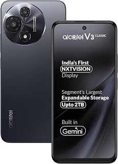 Alcatel V3 Classic 5G (Cosmic Grey, 4GB+128GB) | India’s 1st NXTVISION Display | 50MP AI Dual Camera | NFC, 2TB Expandable Memory | Gemini in-Built | MediaTek 6300 | with Charger