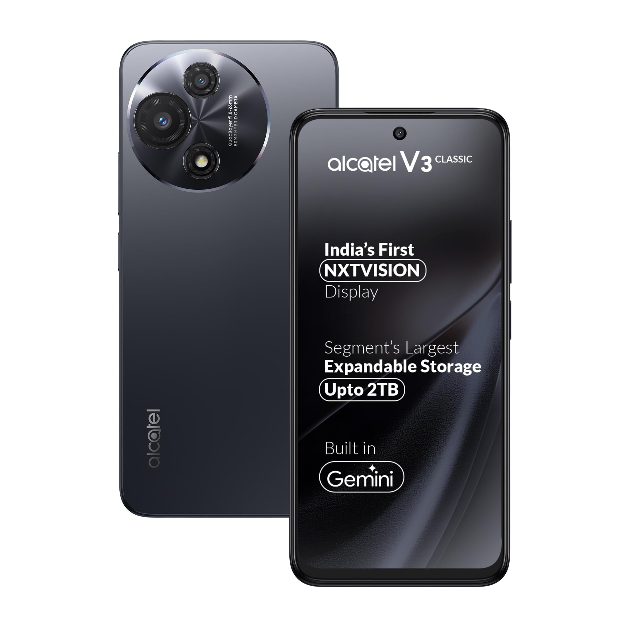 Alcatel V3 Classic 5G (Cosmic Grey, 4GB+128GB) | India’s 1st NXTVISION Display | 50MP AI Dual Camera | NFC, 2TB Expandable Memory | Gemini in-Built | MediaTek 6300 | with Charger-image-33