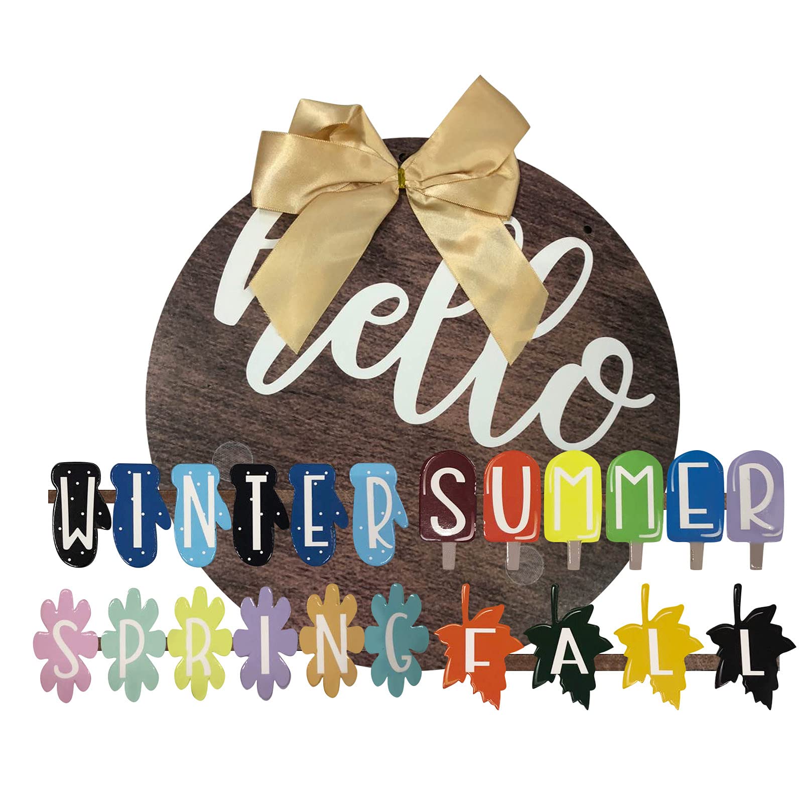 GUXIN Welcome Sign Hello Front Door Round Wood Sign Hanging Welcome Sign for Farmhouse Porch Spring Welcome Sign Front Door Decoration Holiday Home Decor Sign