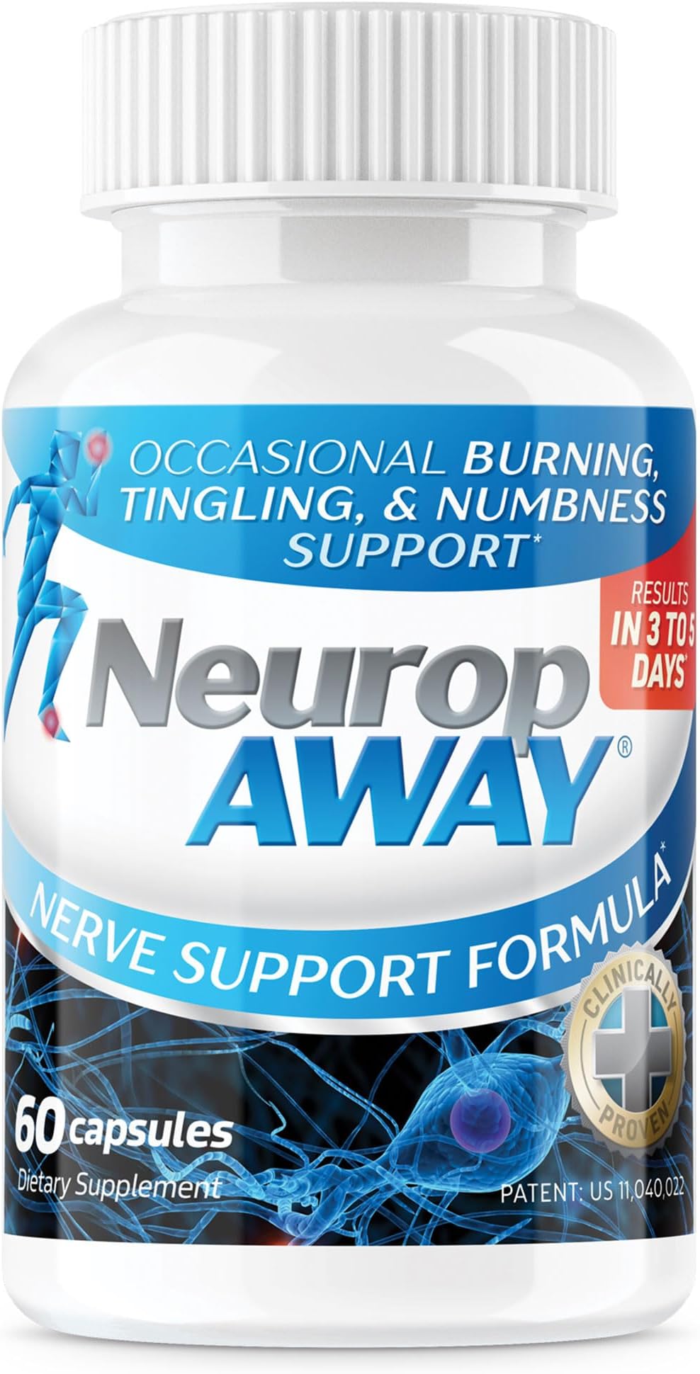NeuropAWAY Nerve Support Formula 60 Daily Capsules.