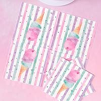 Vista 5 de WERNNSAI Suministros para fiestas de helados, desechables de 3 capas, con temática de helado dulce rosa, para cumpleaños o baby shower, almuerzo