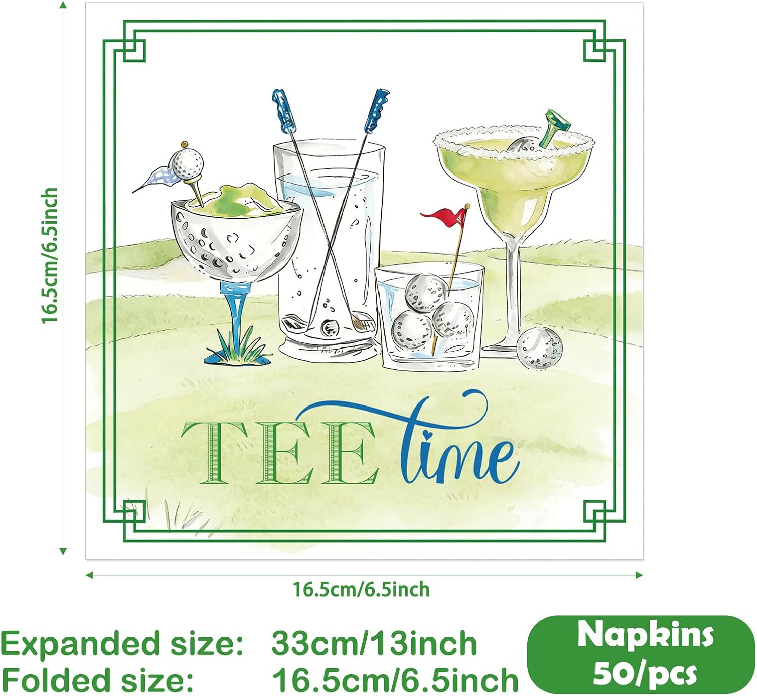 50pcs Tee Time Golf Cocktail Napkins - Sports Themed Party Supplies with Paper Napkins, Disposable Golf Dinner Hand Towels for Birthday Party Favors Decorations