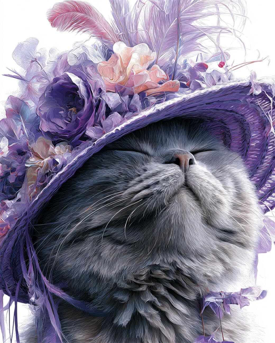AYAOYANGGO Animal DIY Bead Embroidery Kit Fantasy Cat Beadwork Craft Kit for Beginners,Needlework Set,Preprint Pattern Decor Wall Art 50x60cm