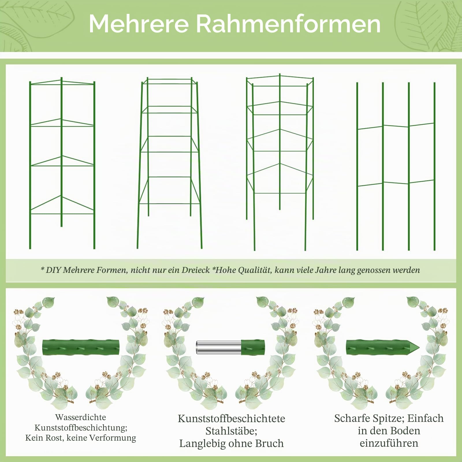 Tomaten Rankhilfe 4 Stück 160 cm, Rankhilfe Tomaten Verstellbarer Tomatenturm aus kunststoffbeschichtetem Stahl, stabile Pflanzenstütze für Gurken, Rosen, Kletterpflanzen, Garten, Töpfe & Hochbeet