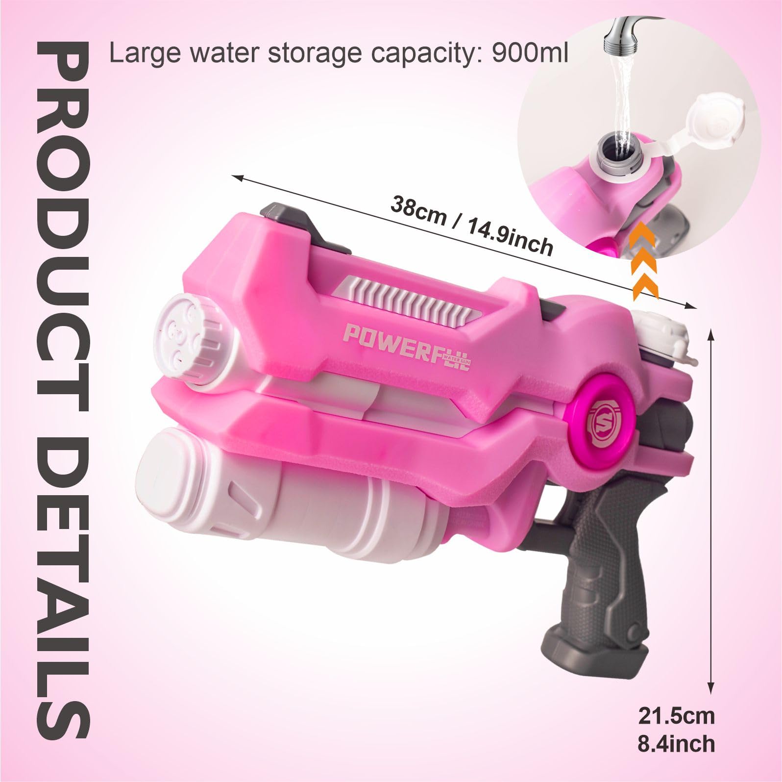 Big Water Gun Powerful Water Pistol for Kids 30-40ft Long Range 800cc Super Soaker Watergun - Image 2