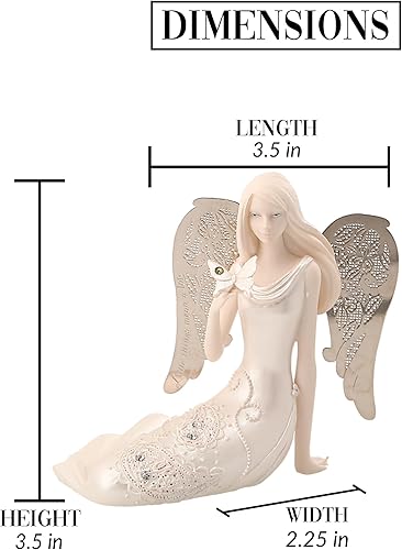 Miniatura 6 de Pavilion Gift Company Little Things Mean A Lot - Figura mensual de ángel de agosto, 3-12 pulgadas, incluye piedras preciosas en mariposa, plata
