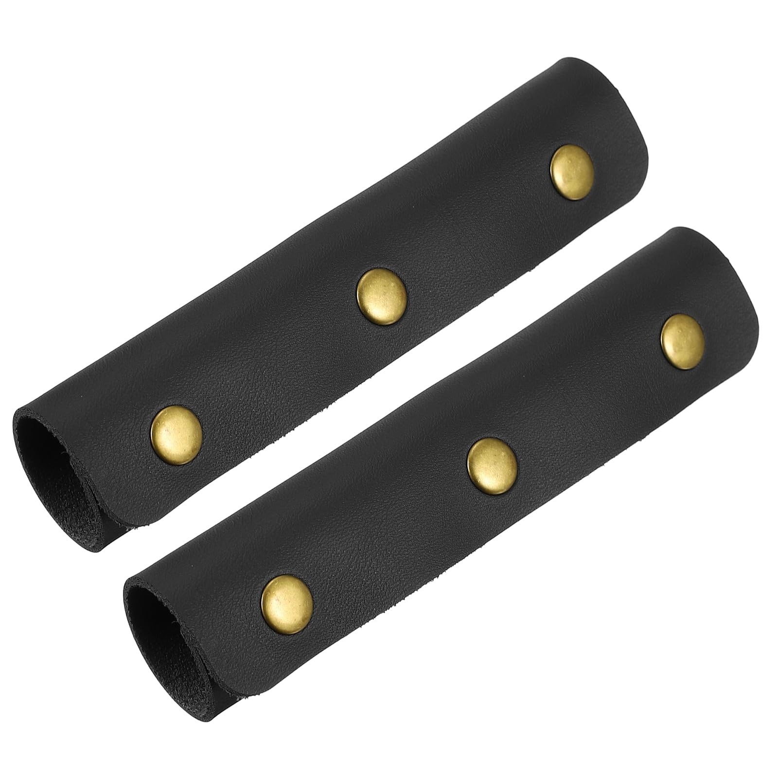 sourcing map 2 Pcs Handbag Handle Cover, Leather Luggage Handle Wraps, Purse Strap Cover Luggage Grip Protector Fine Texture Bronze Buckle for Purse Tote Bag Suitcase, Black