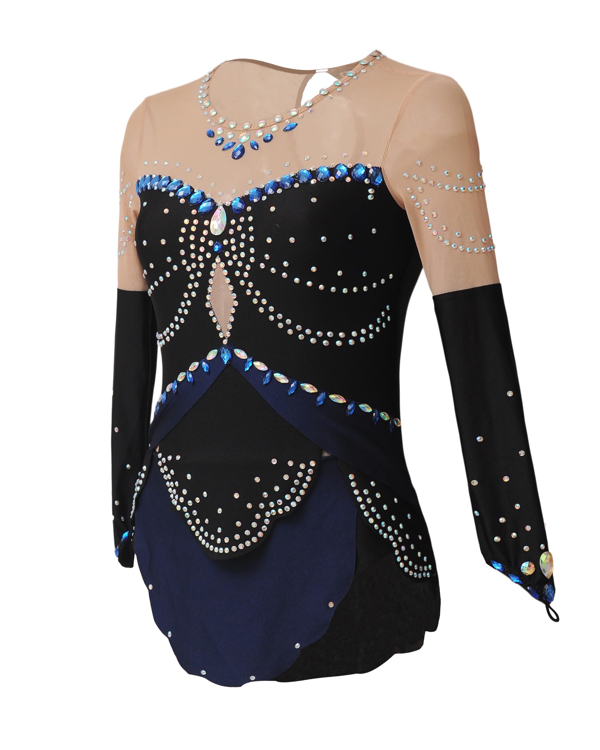 ROYAL SMEELA Vestido de Patinaje artístico para niñas Vestido de competición de Patinaje sobre Hielo Manga Larga niña