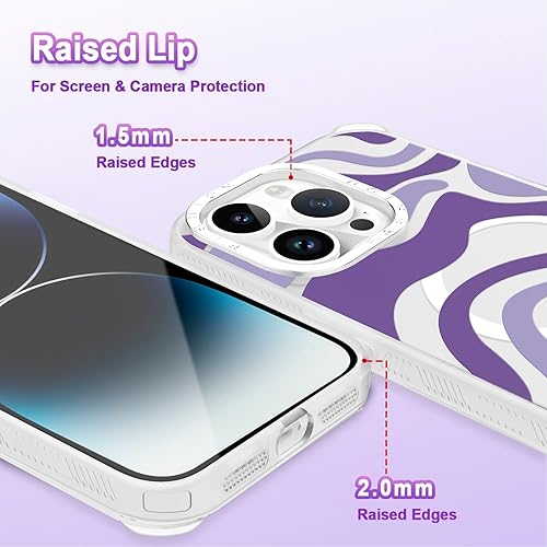 Miniatura 2 de ZIYE Funda diseñada para iPhone 14 Pro Max compatible con MagSafe Funda con bonito diseño ondulado para mujeres, niñas, hombres, TPU suave +