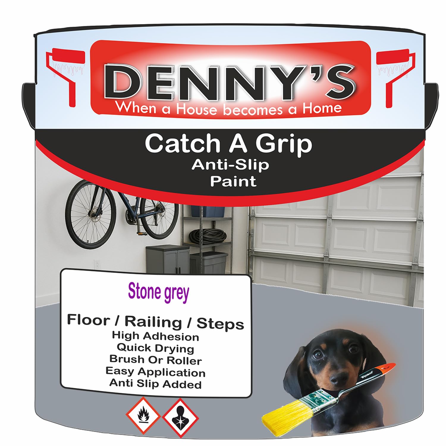 SCOOBYS PAINTS BACK IN THE MIX Catch A Grip Anti Slip Floor Paint – Non Slip Coating for Steps, Railings & Garages – 170 Colours, High Adhesion, Quick Dry, Multiple Sizes (Stone grey, 1 Litre Tin)