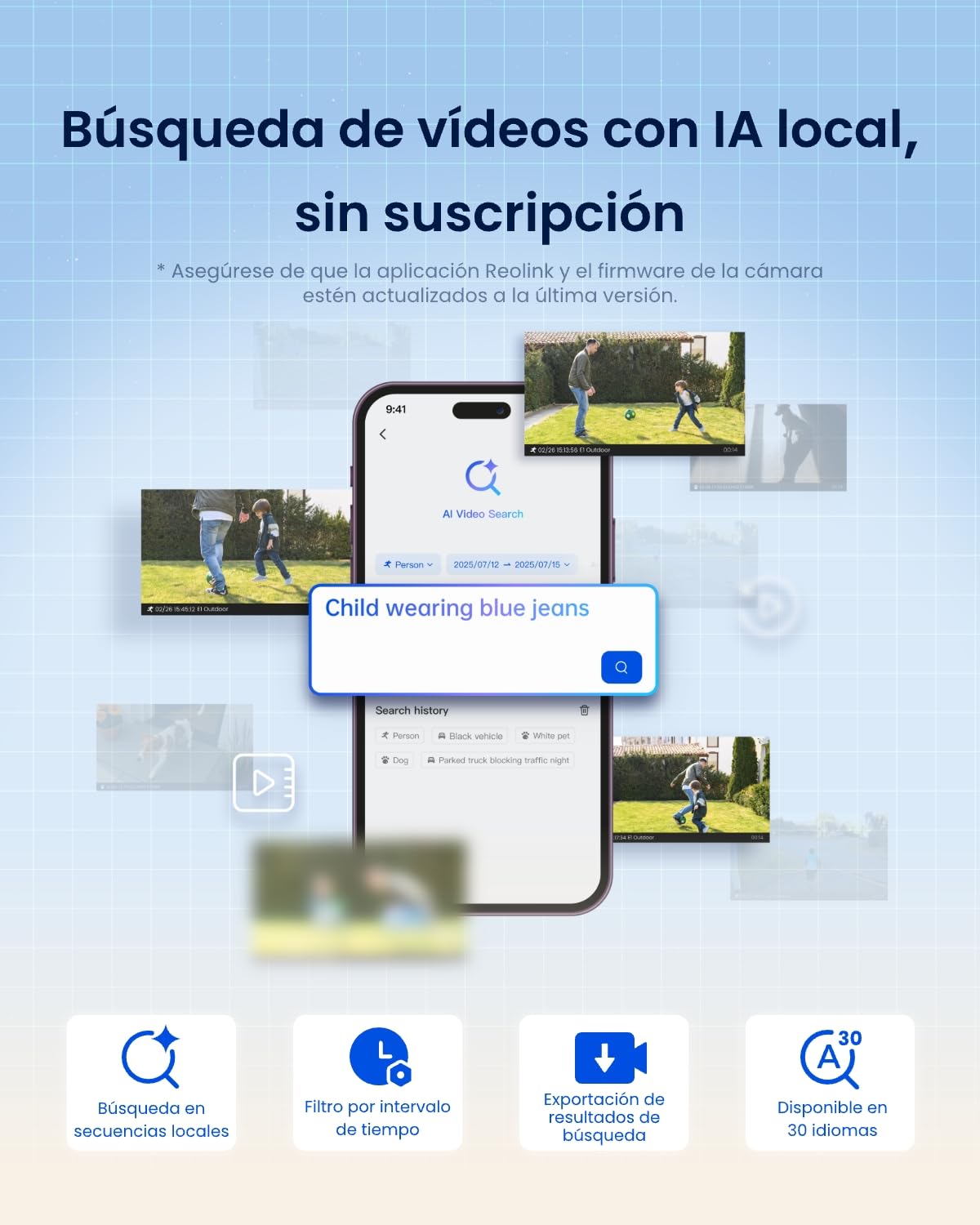 Reolink Camara Vigilancia WiFi Exterior 4K 180°, Elite Floodlight WiFi | Luz Regulable (3000K~6500K), Búsqueda Local de Vídeo IA, Vista Panorámica 180°, Detección IA, Sensor de Movimiento