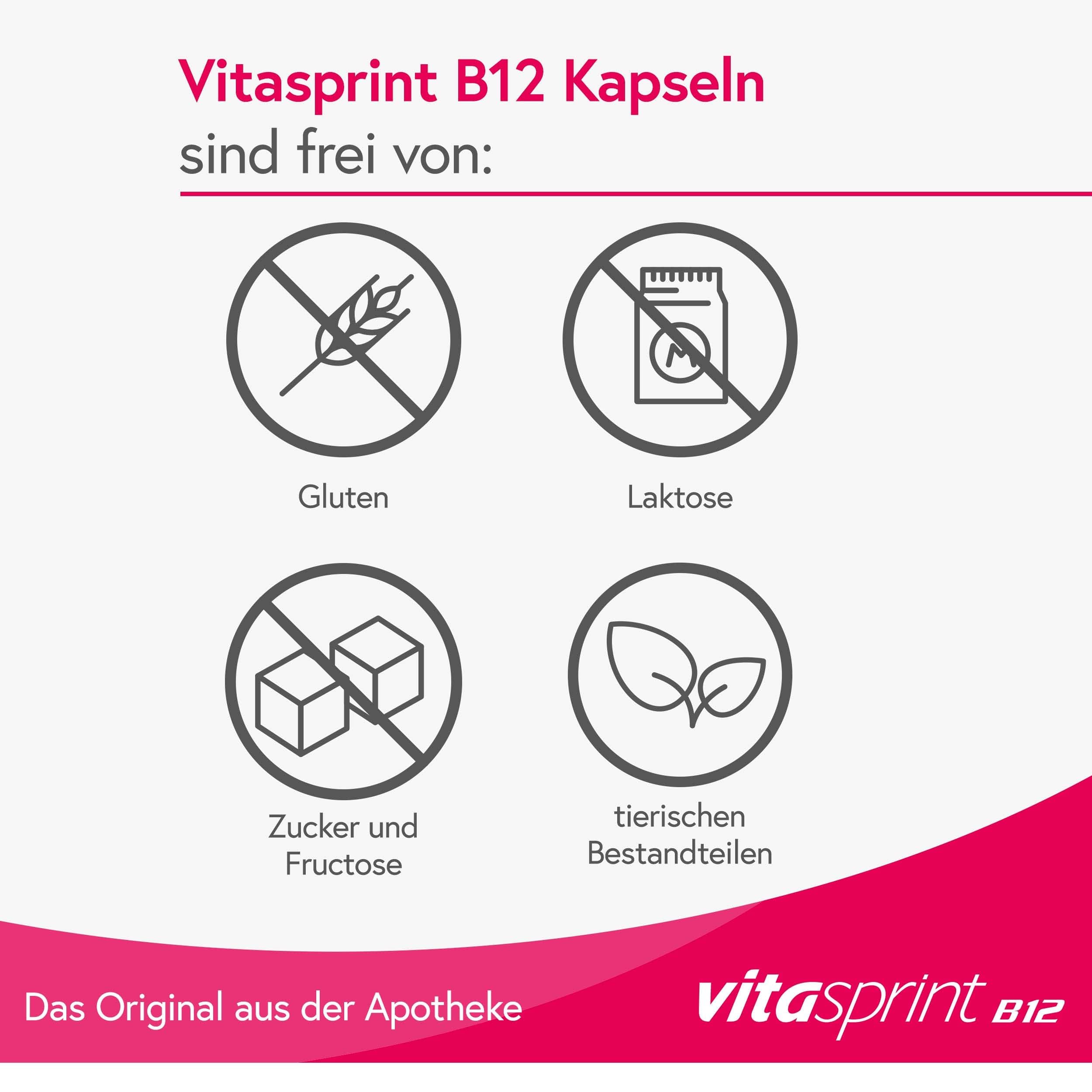 Vitamin B12 - Vitasprint B12 Kapseln, 50 St. - Mit Vitamin-B12 zur Besserung des Allgemeinbefindens, für mehr Energie und weniger Müdigkeit und Erschöpfung