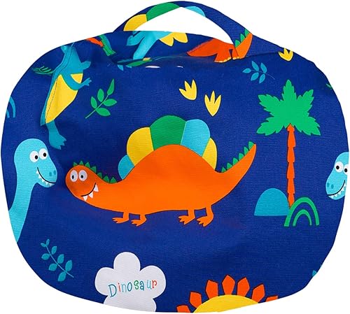 Miniatura 273 de Posh Stuffable - Sillón puff con almacenamiento para niños, contenedor de animales de peluche, organizador de juguetes de niños Lienzo Burbujas Azul