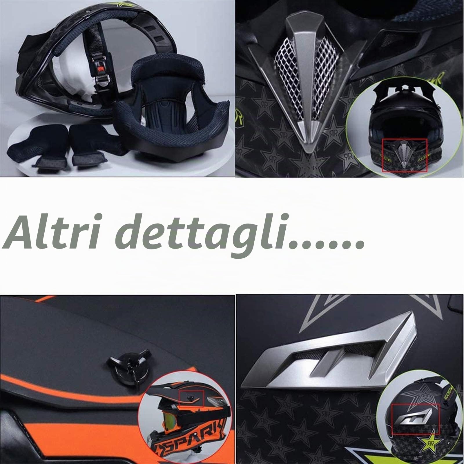 VOMI® Casco da Motocross con Occhiali Guanti Mascherina, Scooter Off Road Motocicletta Caschi Integrale Downhill MTB Enduro Adulti Unisex Cross Motociclista