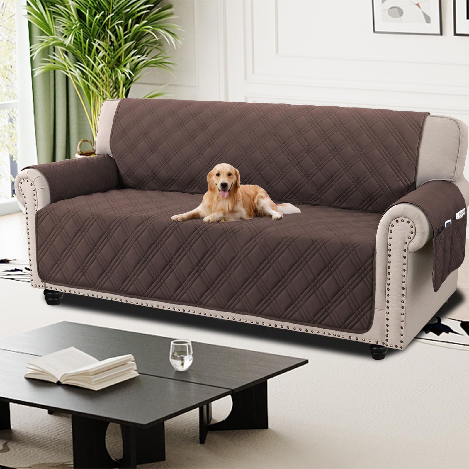 H.Versailtex Sofa Covers 3 Seater, 100% Waterproof Couch Covers with Side Pocket