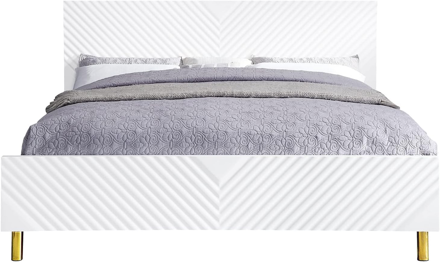 Prohonbec Gaines Eastern King Bed with Wood Frame & Gold