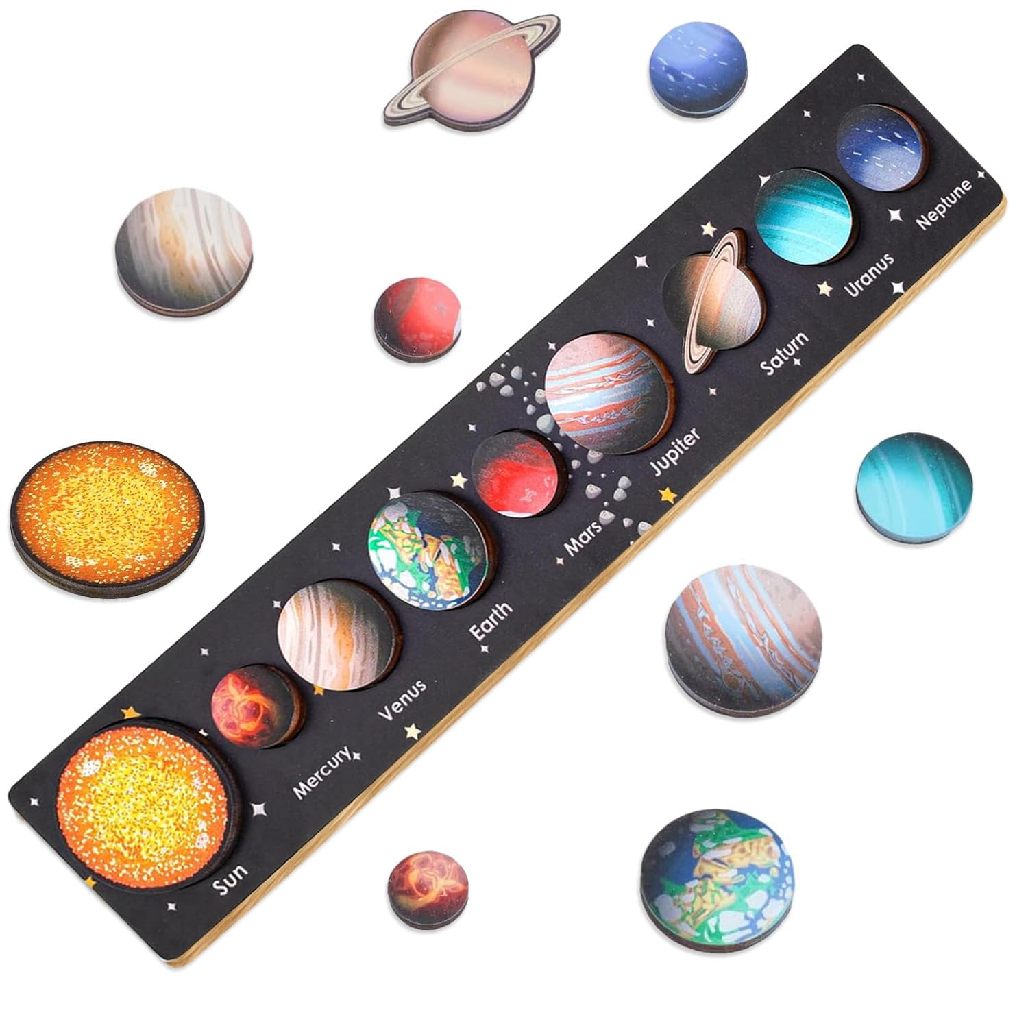 Planets for Kids Solar System,Puzzle Wooden Science Resources Solar System for Kids Planet Toys for Toddlers Miniatures,for Children'S Day Birthday Gift 3 4 5 6 Year Old Boys Girls Learning Durable