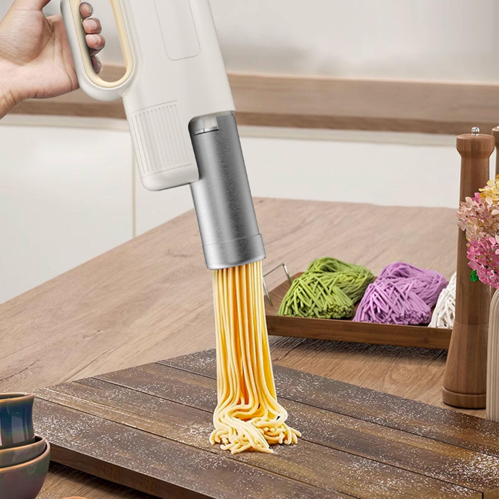 Generic Máquina para Hacer Fideos Eléctrica, Máquina para Hacer Fideos de Mano, Prensado de Masa Eficiente para Familias Ocupadas y Entusiastas de la Pasta, Cocina Doméstica