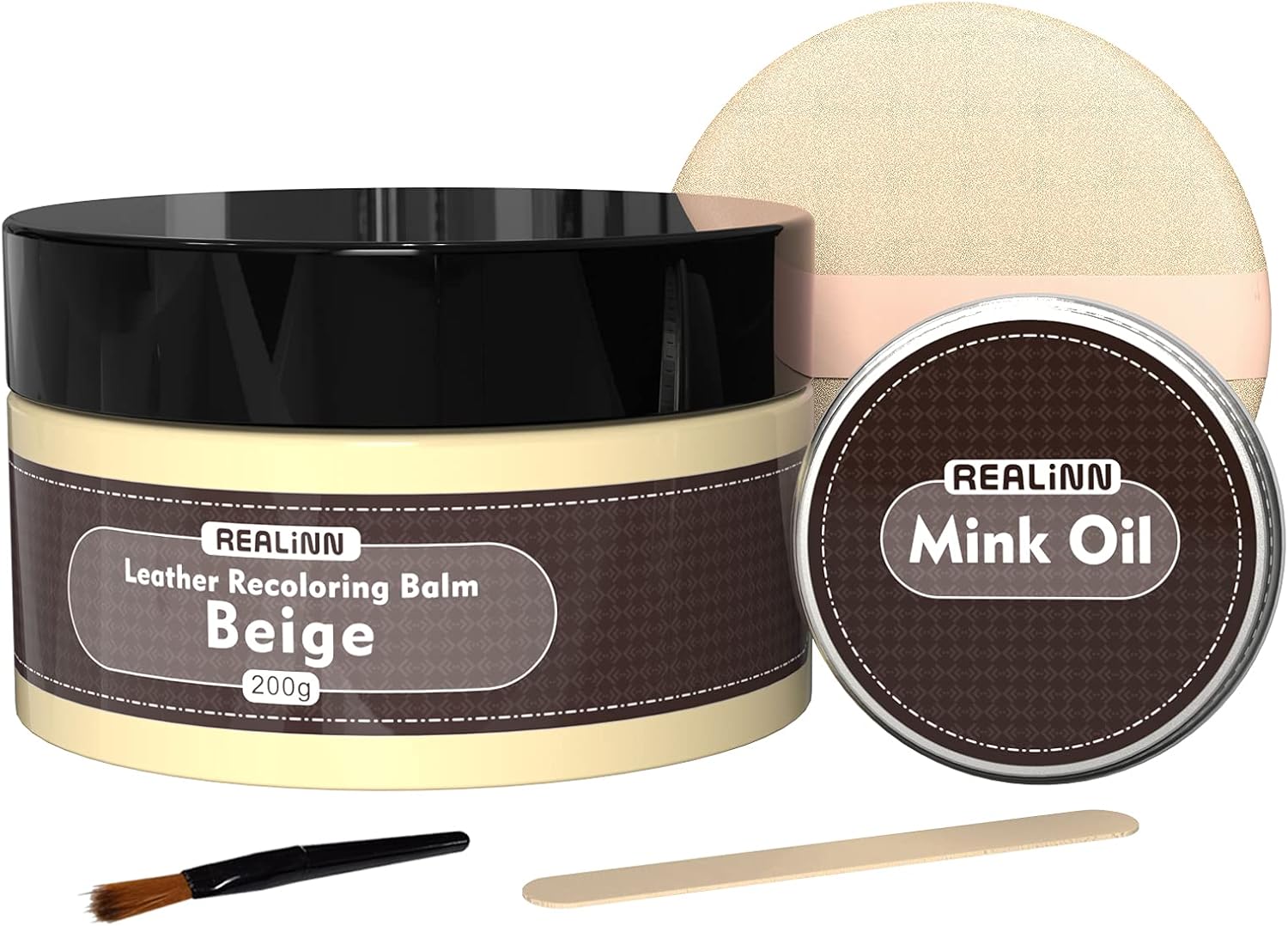 Buy REALINN Beige Leather Recoloring Balm 200g with Mink Oil Leather Conditioner, Leather Repair