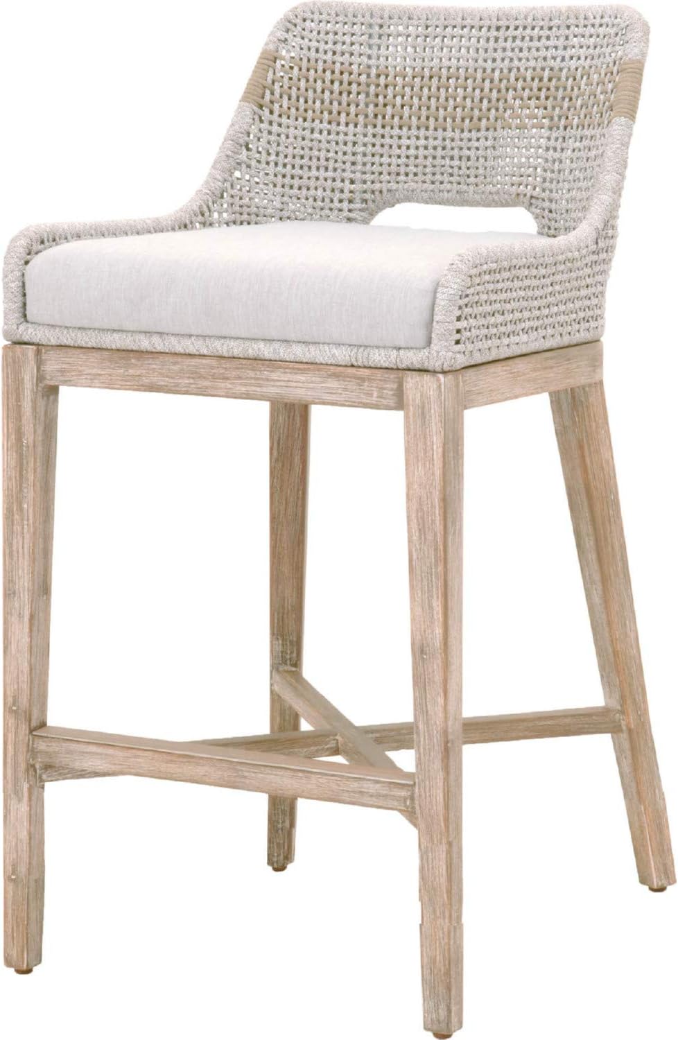 Tapestry 31" Taupe and White Rope Wood Bar Stool