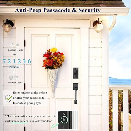 Miniatura 7 de Cerraduras inteligentes para puerta delantera con juego de pomos, cerradura de puerta de entrada sin llave, control de huellas dactilares y