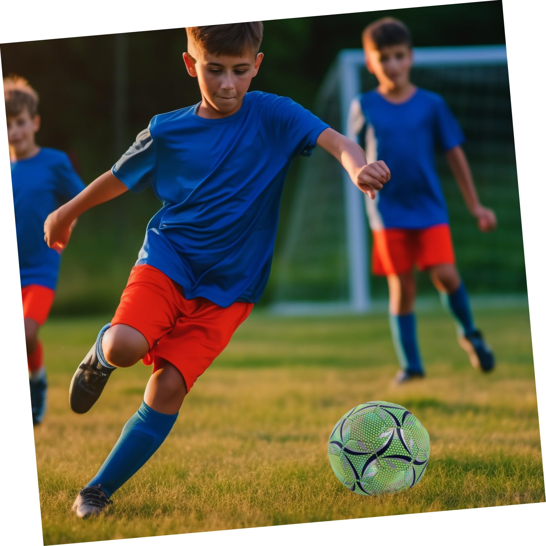 Toyvian Balón de Fútbol Fluorescente Verde para Entrenamiento, Resistente al Desgaste, Material PU, Adecuado para Jugar en Interiores y Exteriores
