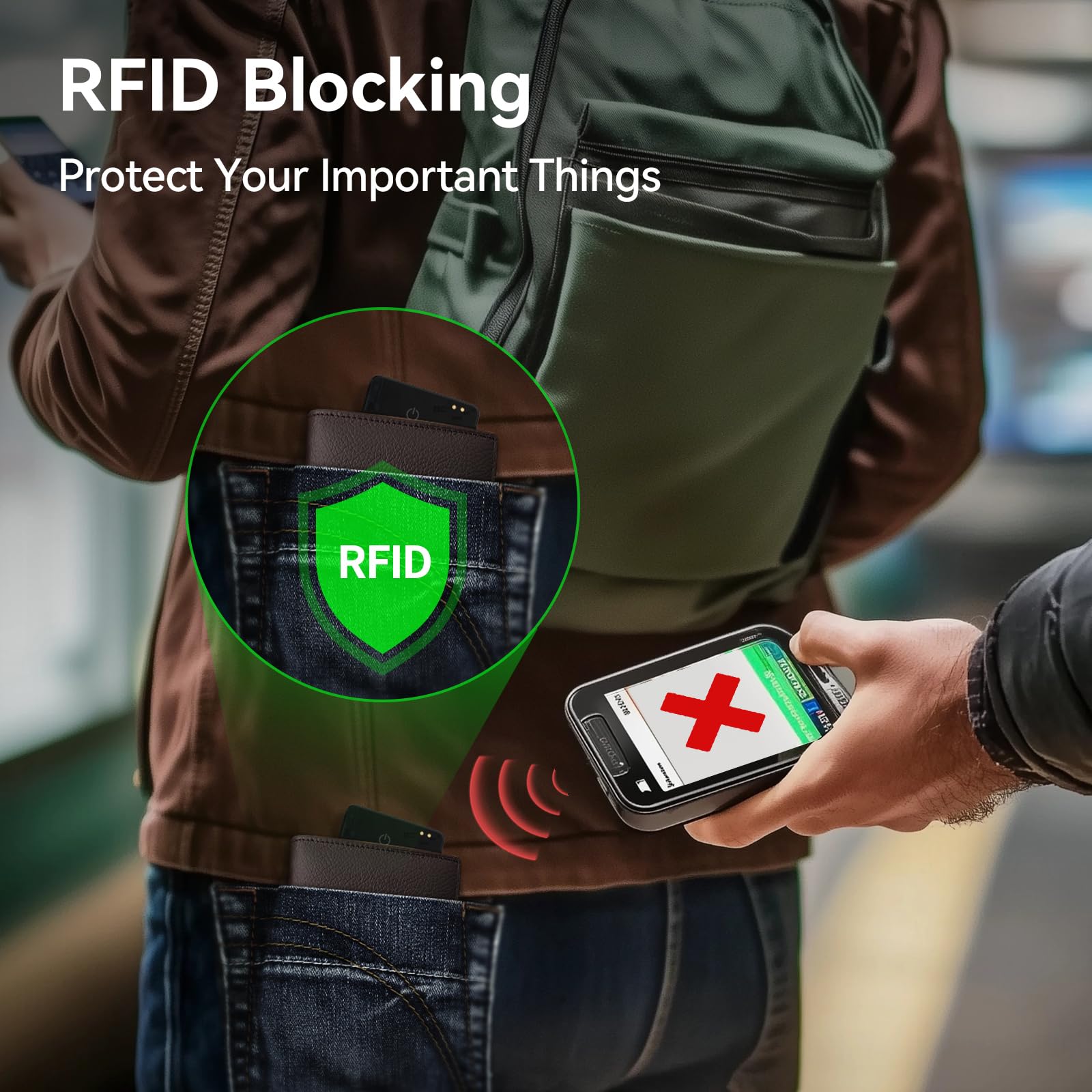 Wallet Tracker Card 2mm, Smart Air Tag con blocco RFID, ricaricabile via USB, impermeabile IP67, funziona con l'app Apple Find My (solo iOS) Per trovare e tenere sotto controllo le vostre cose.
