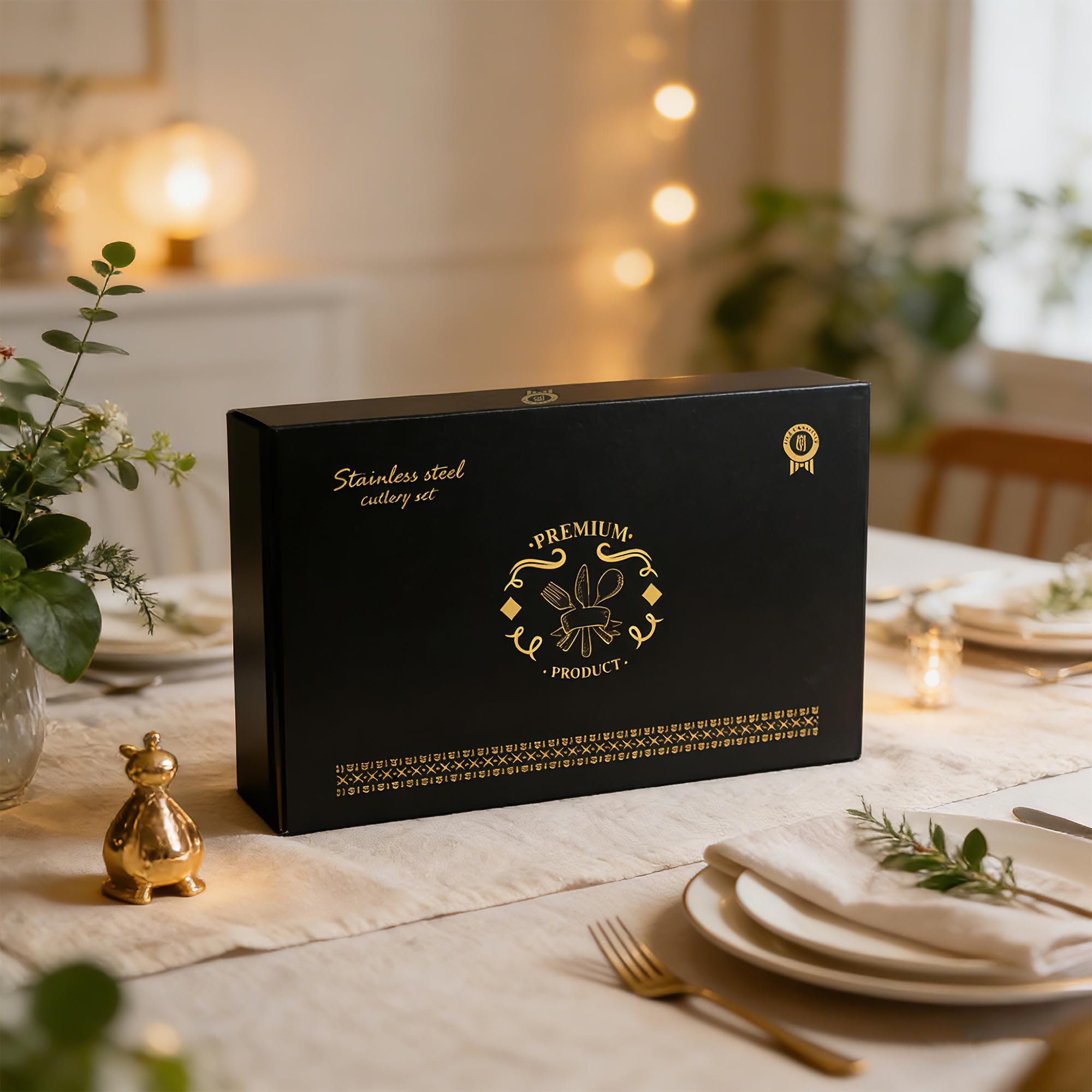 Juego de cubiertos de plata, 24 piezas de acero inoxidable pulido espejo, juego de utensilios de cocina para 6 personas, vajilla para el hogar y el restaurante con caja de regalo