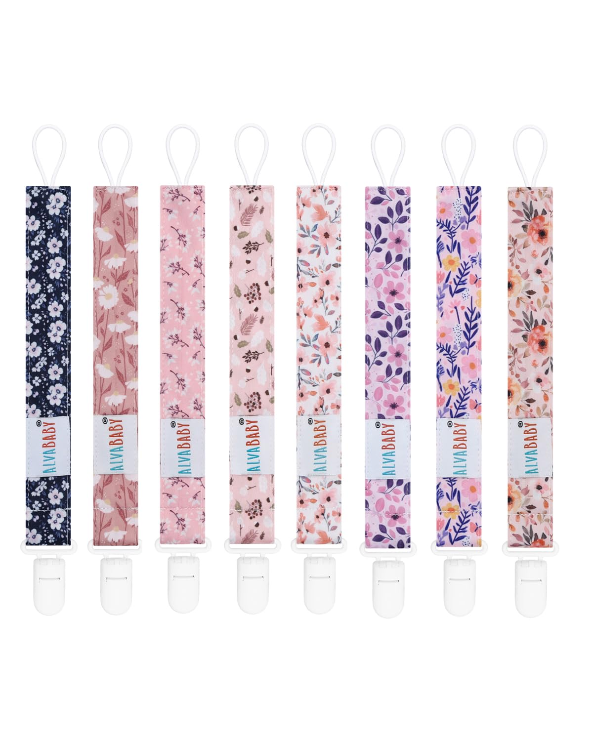 ALVABABY Pacifier Clips 8 Pack Pacifier Binky Paci Holder Leashes for Baby Teethers 8DP13