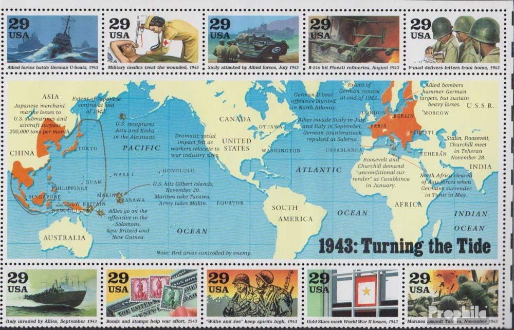Bloque 32 de EEUU Prophila coleccionistas Segunda Guerra Mundial militar nuevo 2