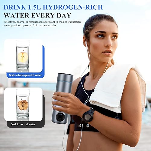 Miniatura 5 de SANKEDOU Botella de agua de hidrógeno con tecnología PEM SPE de 5000 ppb, máquina ionizadora de agua de hidrógeno portátil 2024, generador de agua