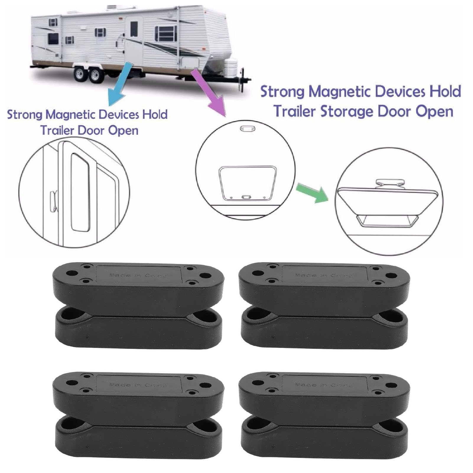 4 Pairs Baggage Door Catch Trailer Storage Latch Hook Holders Magnetic RV Storage Door Latch for Camping