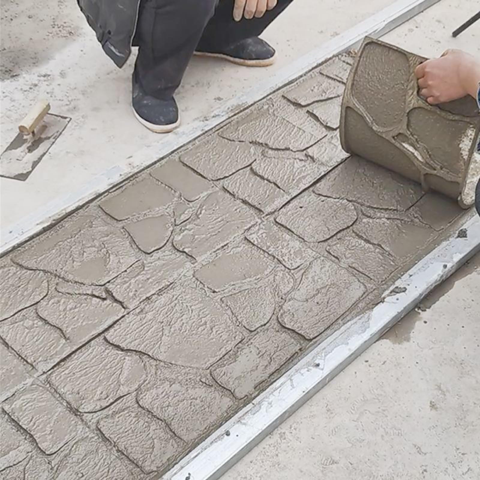 Betonstempel-matten, Dekorative Steinmuster-Schablone für Garten, Terrasse & Gehwege, Strukturierte DIY Zementmatrize zur Gestaltung von Betonböden
