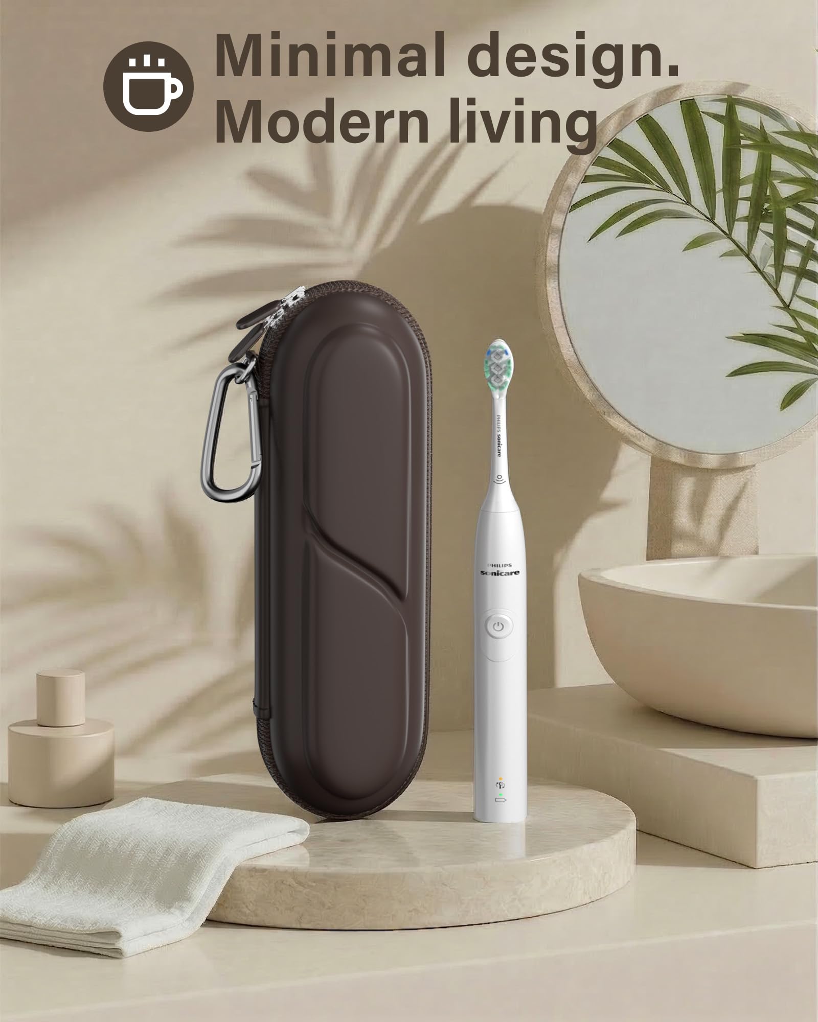 ProCase 歯ブラシケース 携帯用 コンパクトな旅行用 EVA製 Oral-B Philips対応 - チョコレート | 電動歯ブラシケース,アクセサリー収納付き,多機能,軽量,耐久性,持ち運び便利,出張や旅行に
