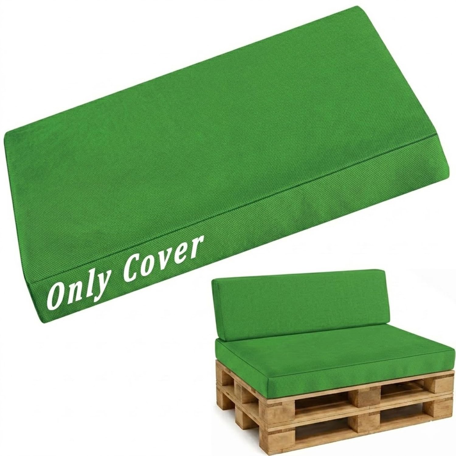 Replacement Pallet Cushion Covers 120×80 60×40 120×60 120×40, Waterproof Oxford Patio Furniture Slipcover with Zipper, Wedge Backrest Outdoor Sofa Protector(Green,Seat 60x120cm)
