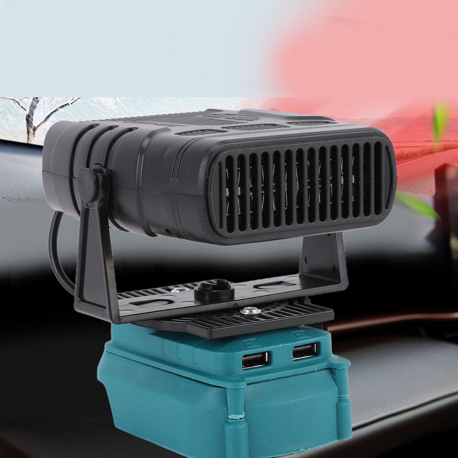 CCYLEZ Stufetta Elettrica Alimentata a Batteria 200 W, Stufa Portatile Senza Fili, con 2 Impostazioni di Temperatura e 2 Porte USB, per Batteria Li BL1850 BL1840 BL1830