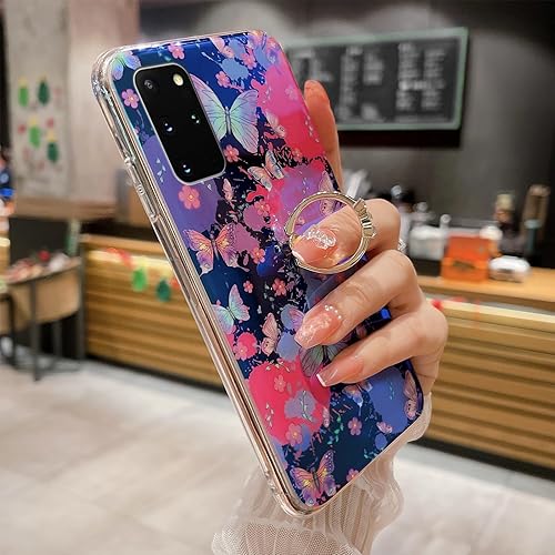 Miniatura 10 de Funda para teléfono Samsung Galaxy S20 Plus con soporte de anillo dorado para niñas y mujeres, linda flor étnica, estilo retro, floral, delgada, a