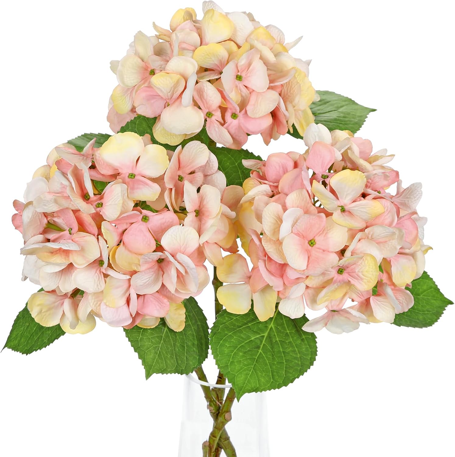 Pink Artificial Hydrangea Flowers 18.8 Inch Long with 6 Inch Full Realistic Bloom Lifelike Silk Faux Hydrangea Stems for Wedding Bouquet, Table Centerpieces, Party Decor, Home Indoor Decoration