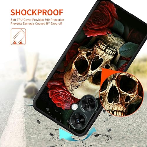 Miniatura 4 de Funda para OnePlus Nord N30 5G para 1+ Nord N30 5G Funda de teléfono con calavera de rosas rojas patrón elegante para mujeres Wen Slim Soft TPU