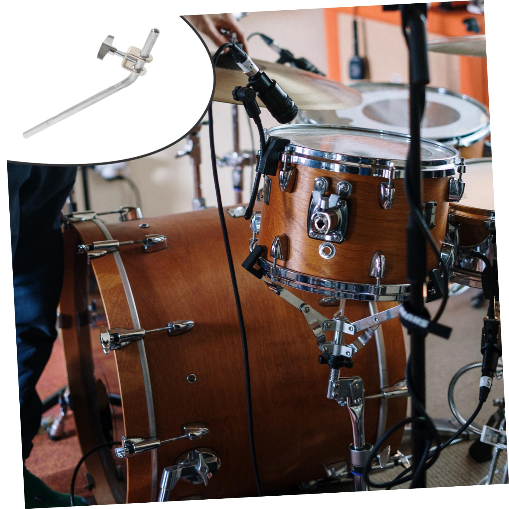 Totority Metal Cowbell Holder for Drum Set Bass Drum Mount Rods Extension Accessory