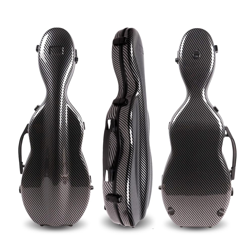 ModouString Black Violin case 4/4 full size Carbon fiber Hard shell with Backstraps, Hygrometer,back strap Nice Handle