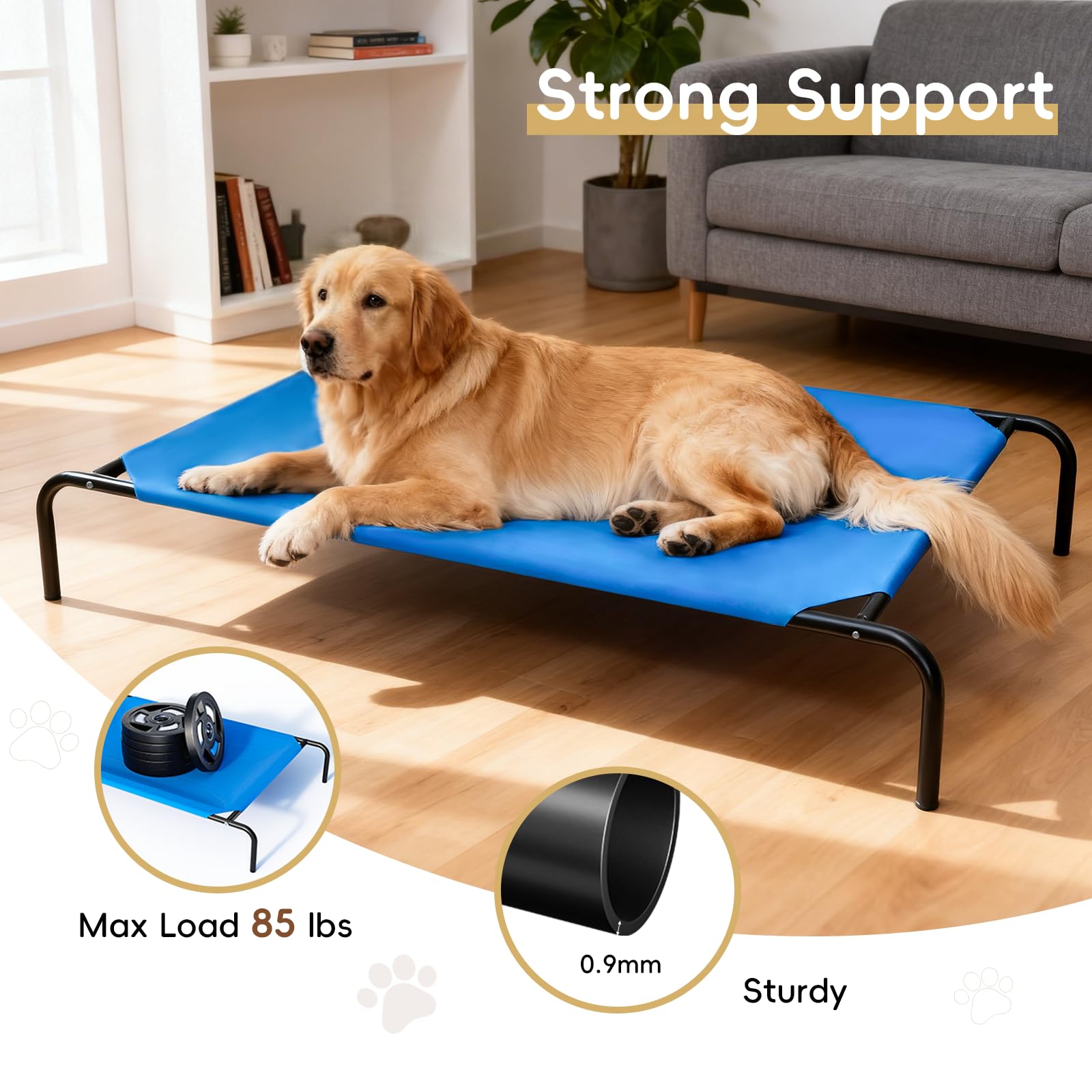 Elevated Dog Bed for Large Dogs, Washable Raised Cot with Skid-Resistant Feet, Waterproof Cooling Dog Beds with Oxford Cloth, Indoor/Outdoor Use, Blue 50in - image 4
