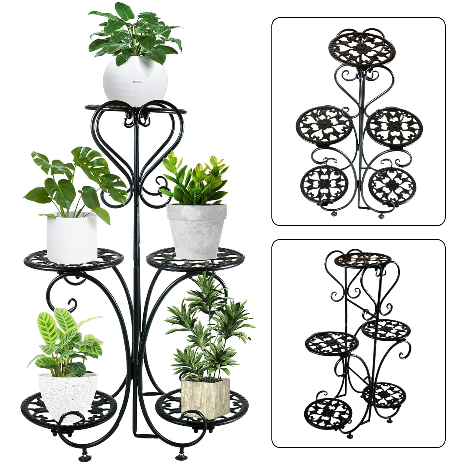 Buy Stand Metal 4 Pot Wrought Iron Flower Holder Outdoor Indoor