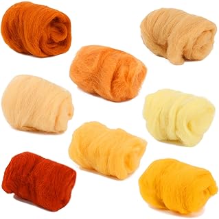 2.82oz Wool Roving Yarn Needle Felting Wool Kit,8 Colors Handmade Spinning Wool Nature Felt Rock Roving Wool Yarn for DIY Wet Felting Needle Felting Pad Wool Hand Spinning for Crafts Lovers