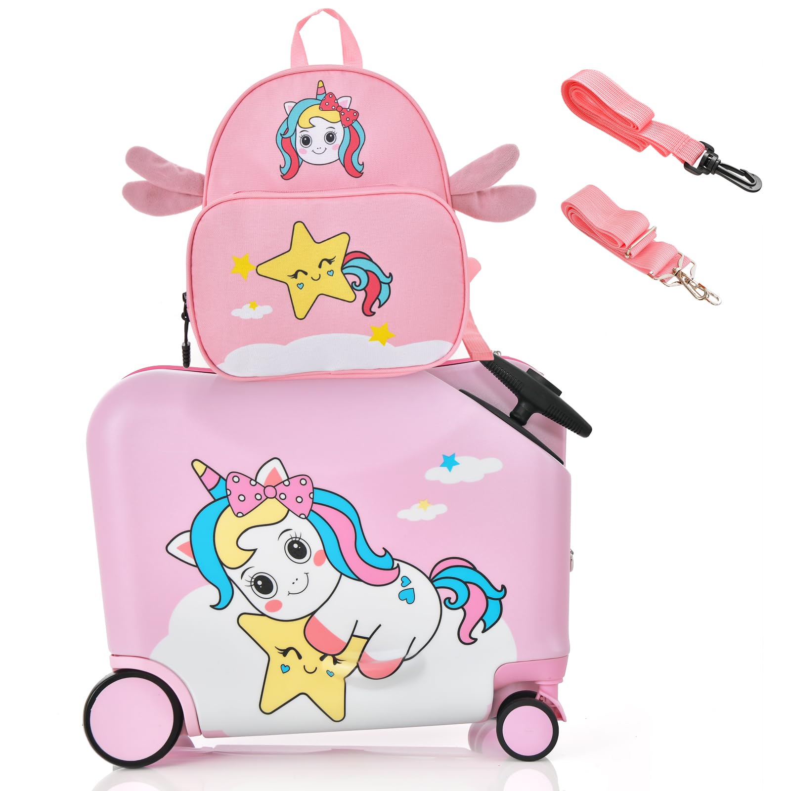 GOPLUS 2 TLG. Maleta Infantil con Mochila para niños, maletín de Viaje para niños Trolly Equipaje