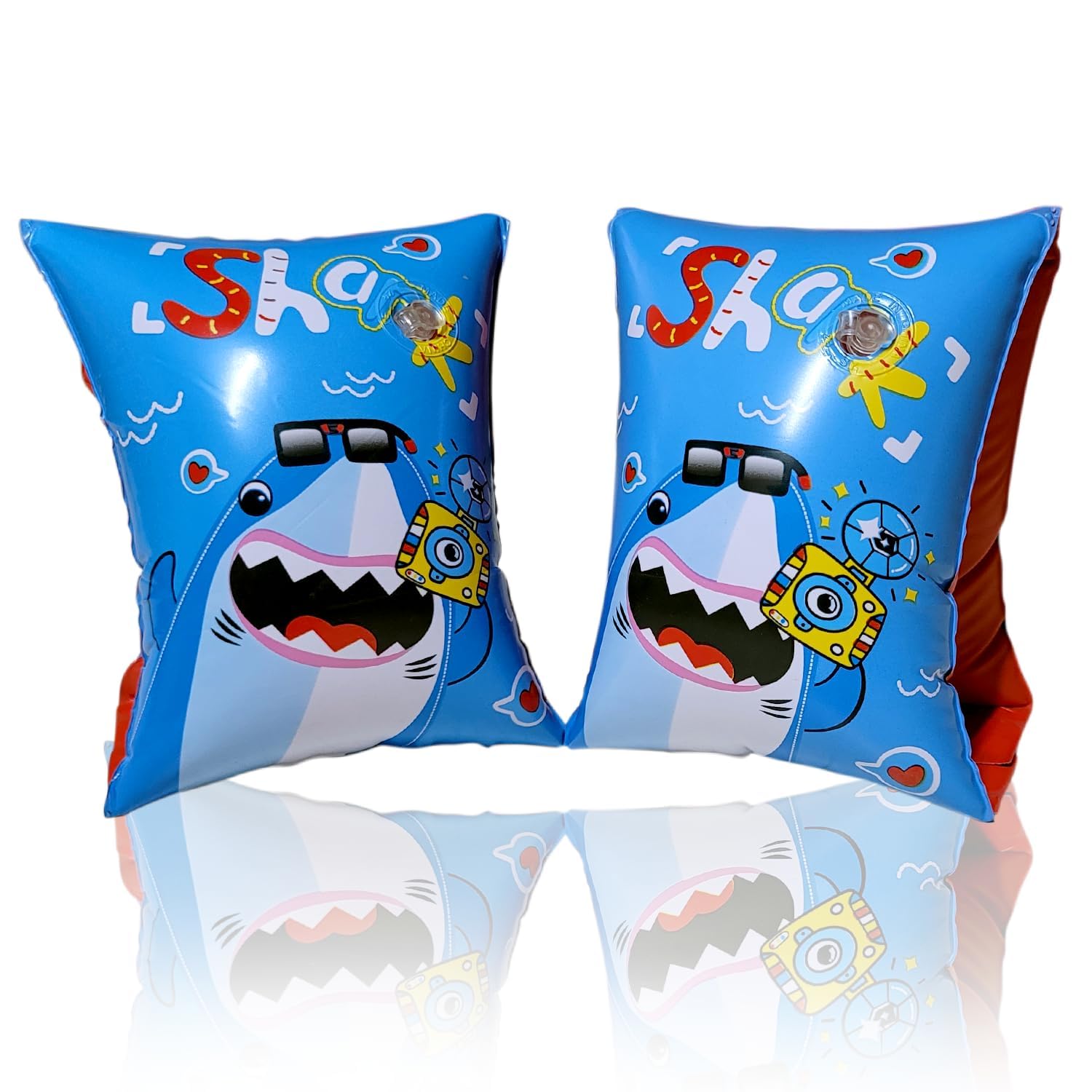 Kids Swimming Arm Bands for Boys & Girls (3–12 Years) | Inflatable Float Sleeves for Pool & Beach | Safe Learn-to-Swim Floaties for Children (Blue(3-6 Years))-image-17