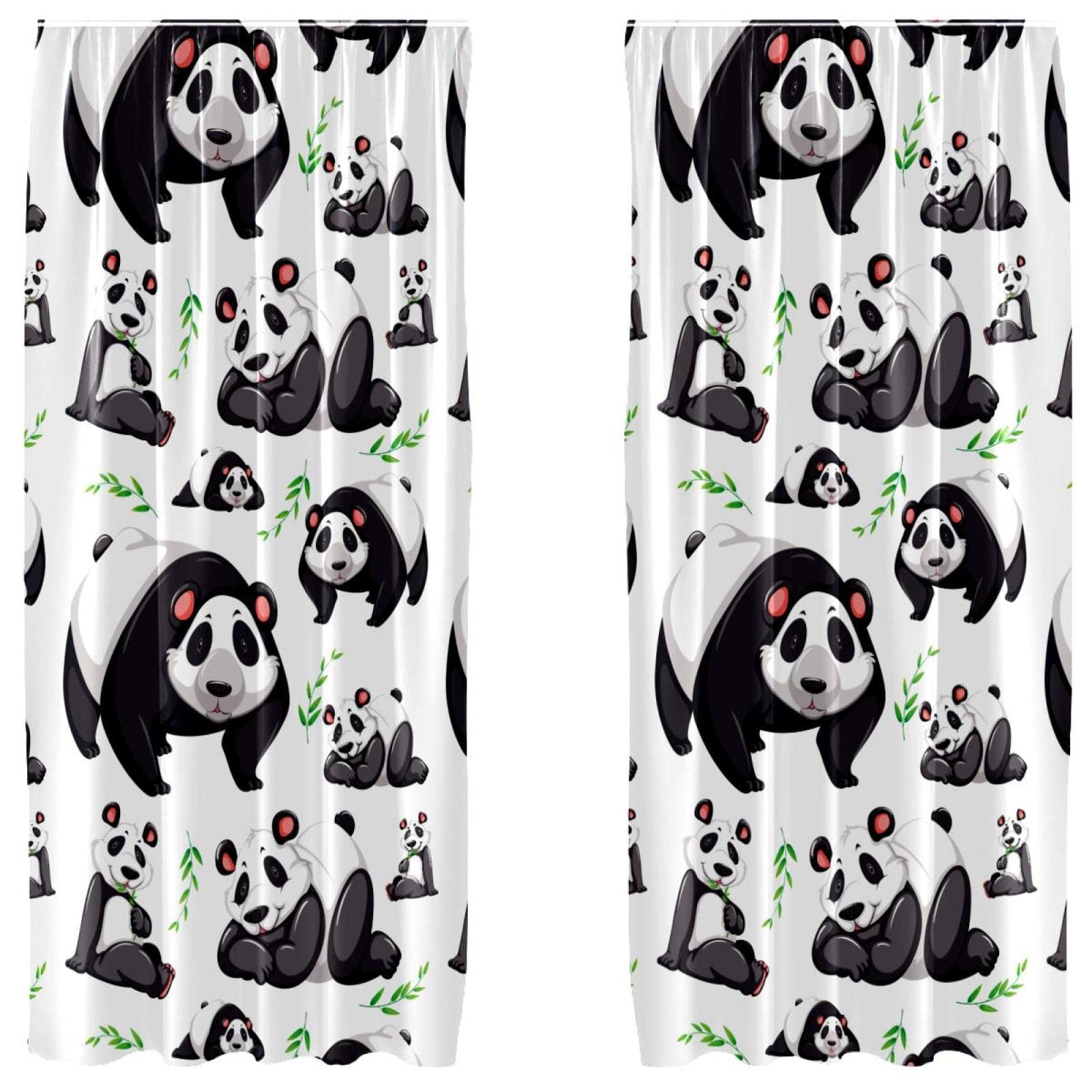 Cortinas de bambú de panda de 55x84 pulgadas para vestir ventanas desnudas en el salón