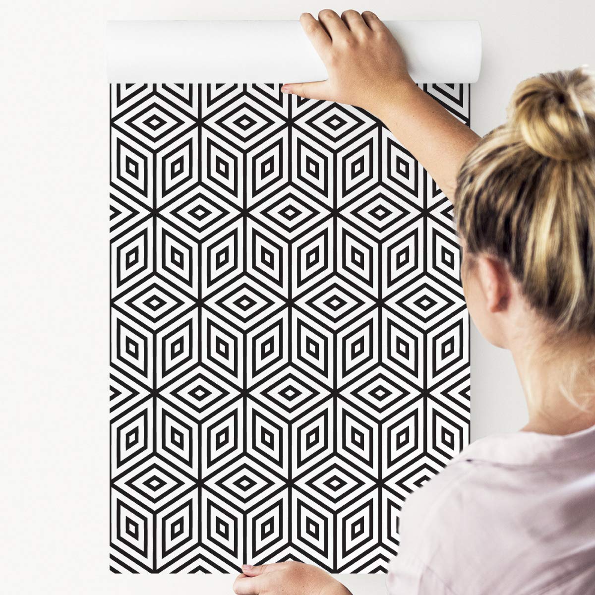 Muralo Papel Pintado en TNT Geometría Cubos Rombos 3D 3D - 1000x53 cm